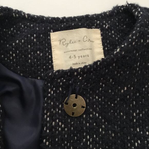 Rylee + Cru Navy No-Collar Wool/Poly Blend Coat - Picture 5 of 7